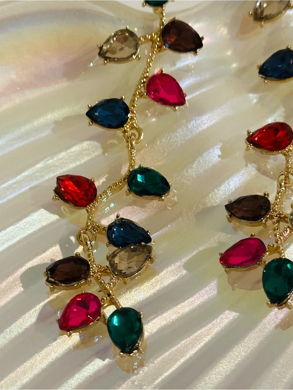 Fashion Jewelry Gold-Tone Multicolor Teardrop Dangle Earrings
